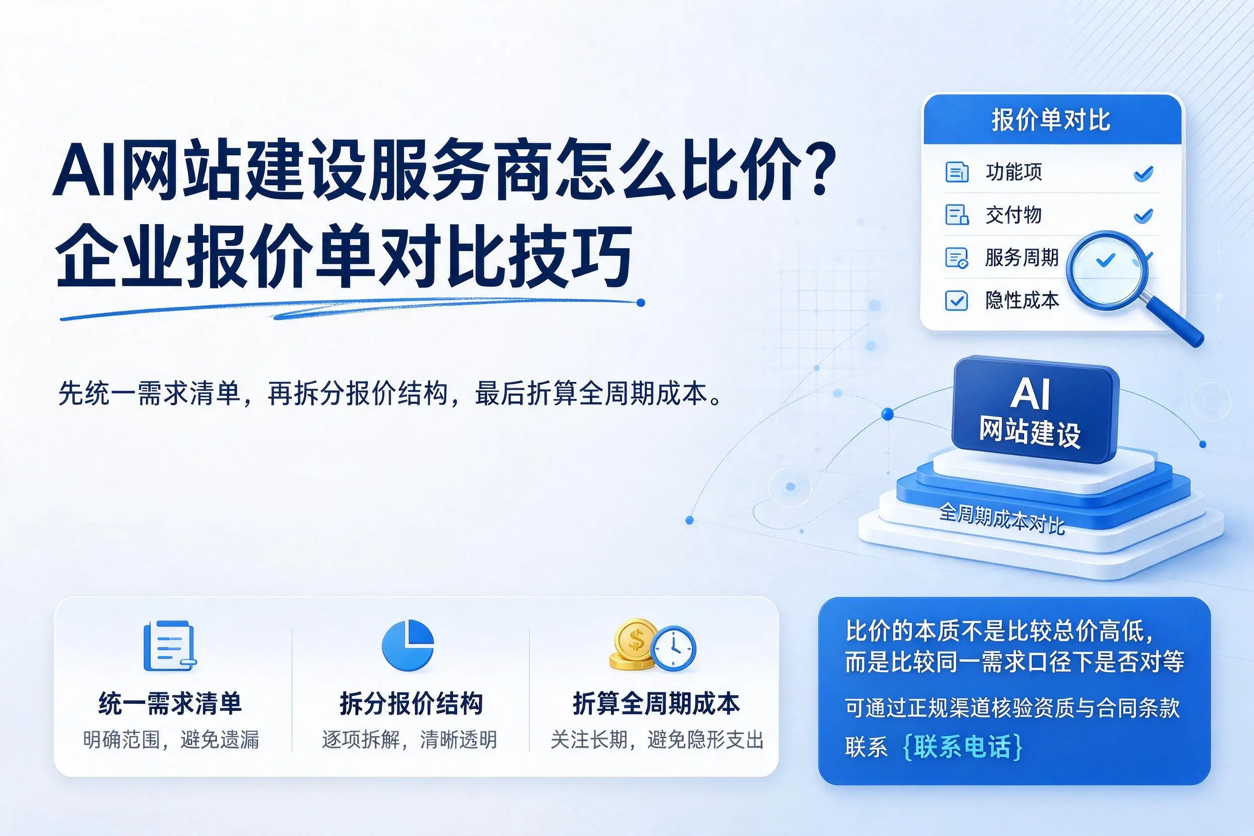 AI网站建设服务商怎么比价？巴彦淖尔企业报价单对比技巧